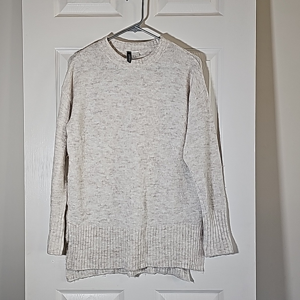 H&M Divided Oversized Tunic Sweater Wool Alpaca Acrylic Cream Size XS